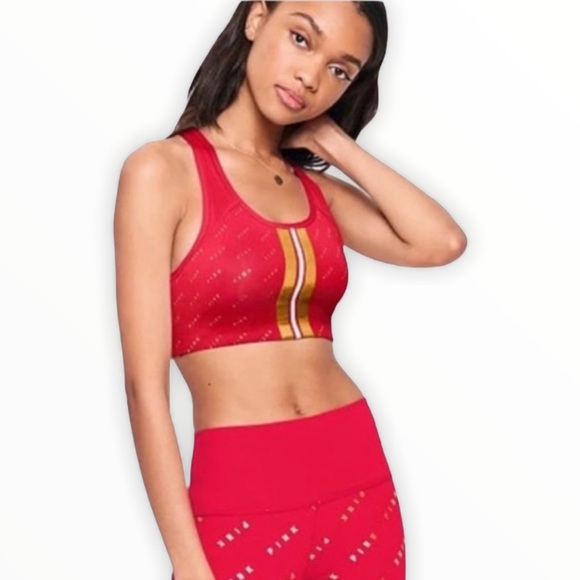 PINK Victoria's Secret Other - Victoria Secret PINK Red Gold Ultimate Sports Bra